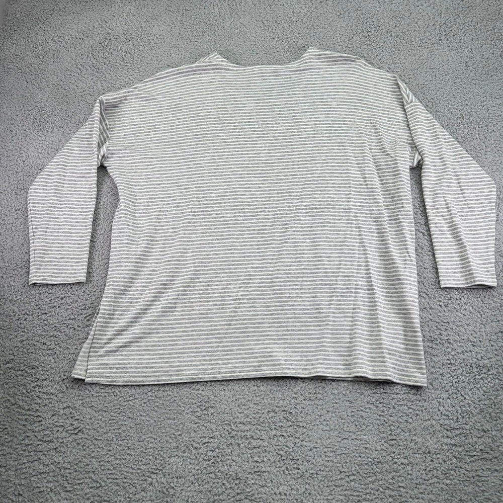 Eileen Fisher Shirt Womens Extra Large Gray White Striped Pullover USA Made - Picture 10 of 11